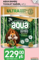AQUA BAMBU TUVALET KAĞIDI 3 KATLI 40'LI fiyat ve kampanya bilgisi